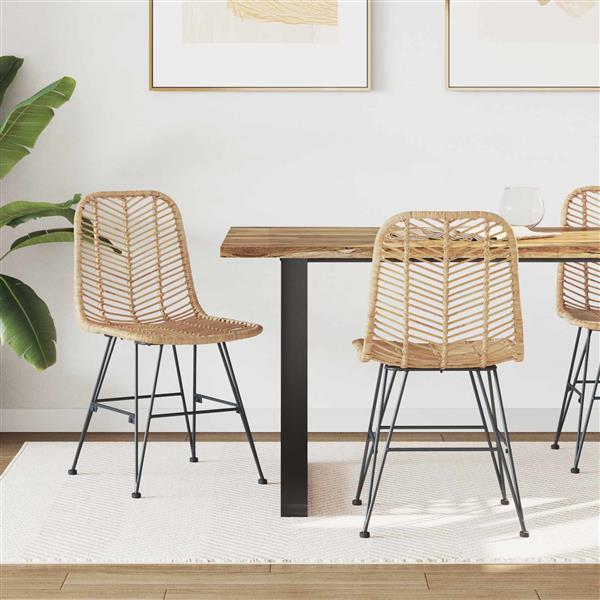 Grote foto vidaxl eetkamerstoel 2 pcs naturel 44 x 47 x 85 cm riet en ijzer huis en inrichting stoelen