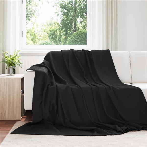 Grote foto vidaxl gooi deken zwart 240 x 220 cm fleece huis en inrichting bedden