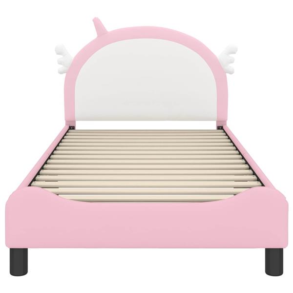 Grote foto vidaxl bedframe voor kinderen met hoofdbord roze 90 x 200 cm pu antiek en kunst stoelen en banken