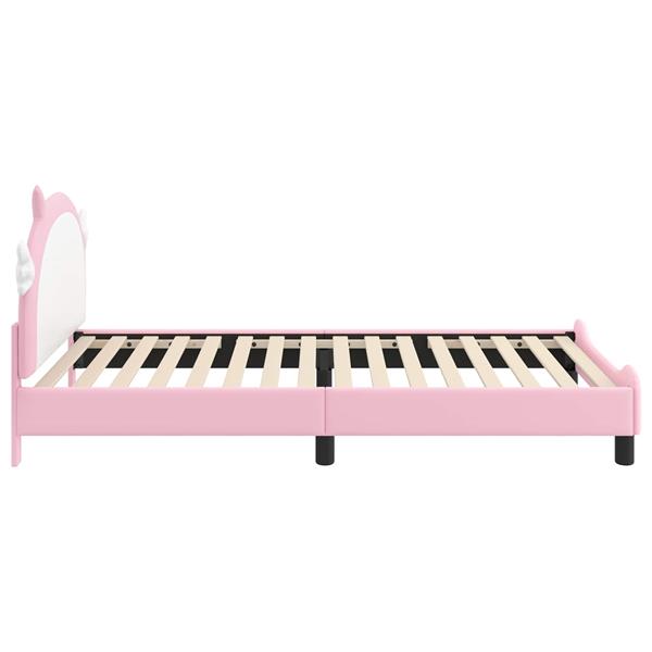 Grote foto vidaxl bedframe voor kinderen met hoofdbord roze 90 x 190 cm pu antiek en kunst stoelen en banken