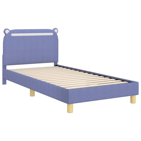 Grote foto vidaxl bedframe voor kinderen met hoofdbord jeans blauw 90 x 190 cm antiek en kunst stoelen en banken