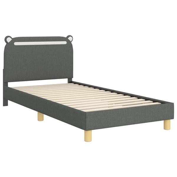 Grote foto vidaxl bedframe voor kinderen met hoofdbord donkergrijs 90 x 190 cm antiek en kunst stoelen en banken