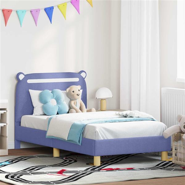 Grote foto vidaxl bedframe voor kinderen met hoofdbord jeans blauw 80 x 160 cm antiek en kunst stoelen en banken