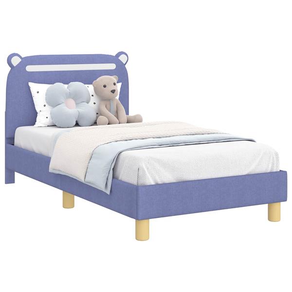 Grote foto vidaxl bedframe voor kinderen met hoofdbord jeans blauw 80 x 160 cm antiek en kunst stoelen en banken