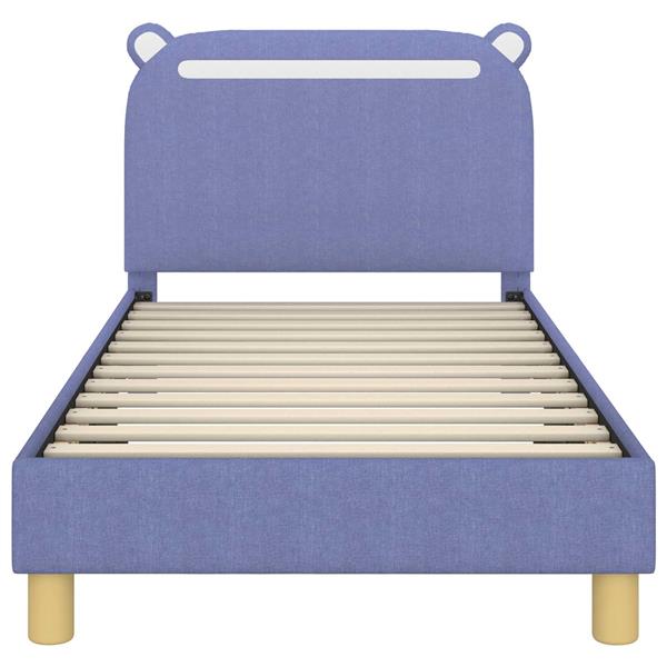 Grote foto vidaxl bedframe voor kinderen met hoofdbord jeans blauw 80 x 160 cm antiek en kunst stoelen en banken