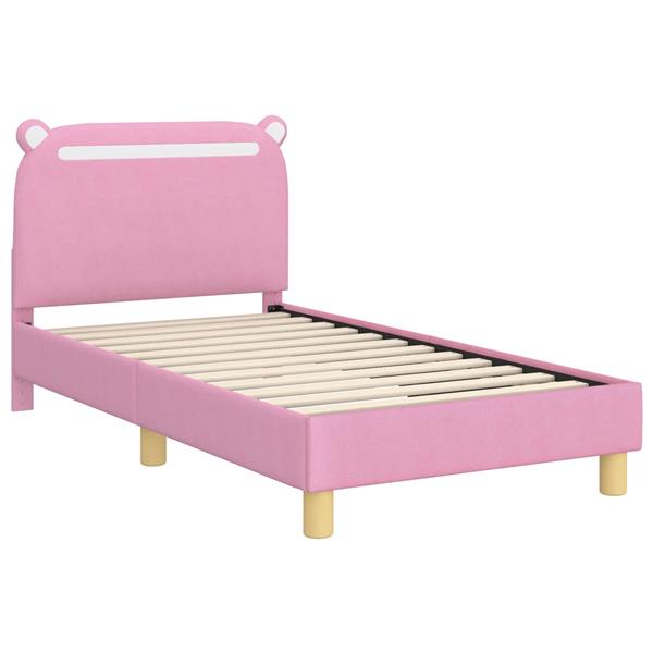Grote foto vidaxl bedframe voor kinderen met hoofdbord roze 80 x 160 cm stof antiek en kunst stoelen en banken