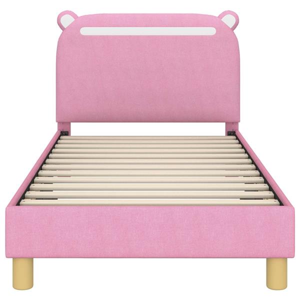 Grote foto vidaxl bedframe voor kinderen met hoofdbord roze 80 x 160 cm stof antiek en kunst stoelen en banken