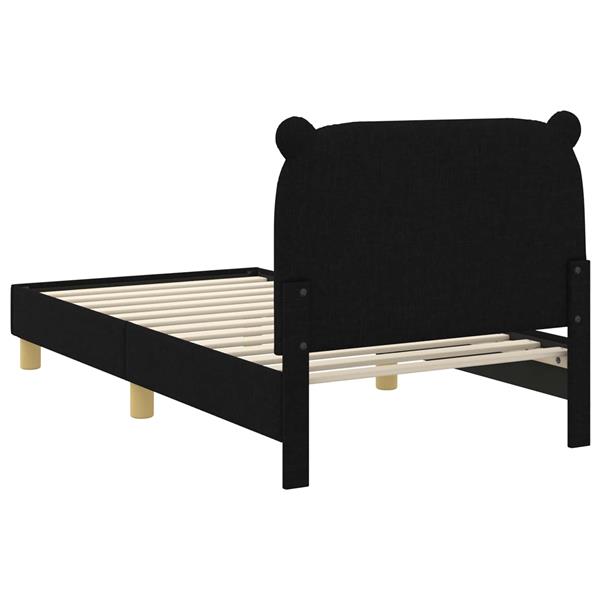 Grote foto vidaxl bedframe voor kinderen met hoofdbord zwart 80 x 160 cm stof antiek en kunst stoelen en banken