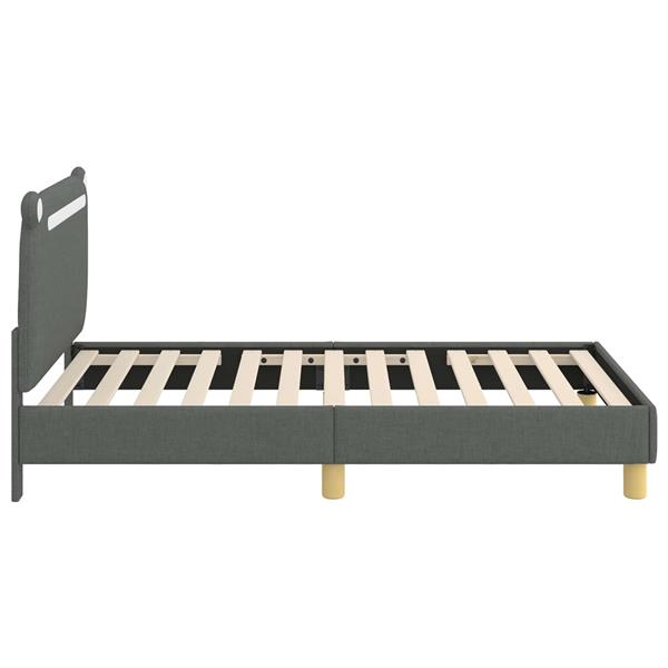 Grote foto vidaxl bedframe voor kinderen met hoofdbord donkergrijs 80 x 160 cm antiek en kunst stoelen en banken