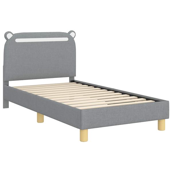 Grote foto vidaxl bedframe voor kinderen met hoofdbord lichtgrijs 80 x 160 cm antiek en kunst stoelen en banken
