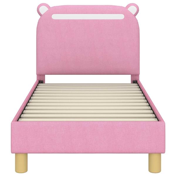 Grote foto vidaxl peuterbedframe met hoofdbord roze 70 x 140 cm stof antiek en kunst stoelen en banken