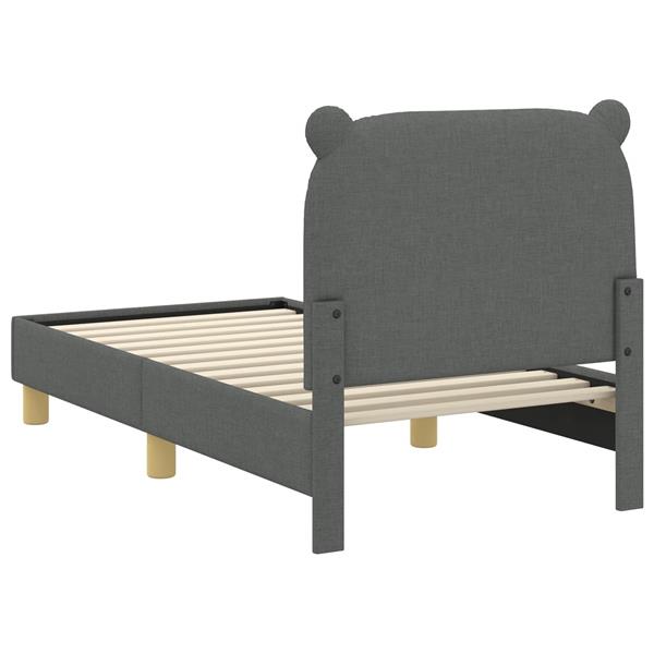 Grote foto vidaxl peuterbedframe met hoofdbord donkergrijs 70 x 140 cm stof antiek en kunst stoelen en banken