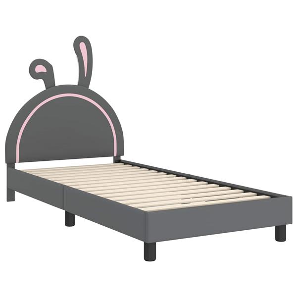 Grote foto vidaxl bedframe voor kinderen met hoofdbord lichtgrijs 90 x 200 cm pu antiek en kunst stoelen en banken