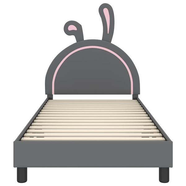 Grote foto vidaxl bedframe voor kinderen met hoofdbord lichtgrijs 80 x 200 cm pu antiek en kunst stoelen en banken