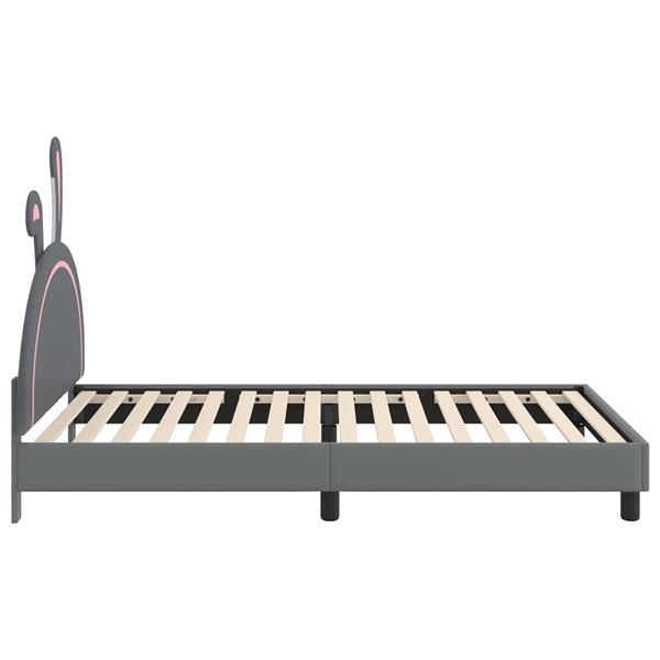 Grote foto vidaxl bedframe voor kinderen met hoofdbord lichtgrijs 80 x 200 cm pu antiek en kunst stoelen en banken
