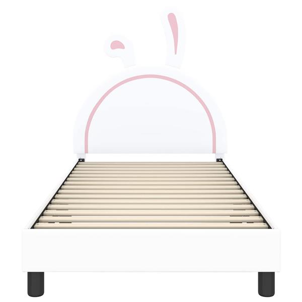 Grote foto vidaxl bedframe voor kinderen met hoofdbord wit 80 x 200 cm pu antiek en kunst stoelen en banken