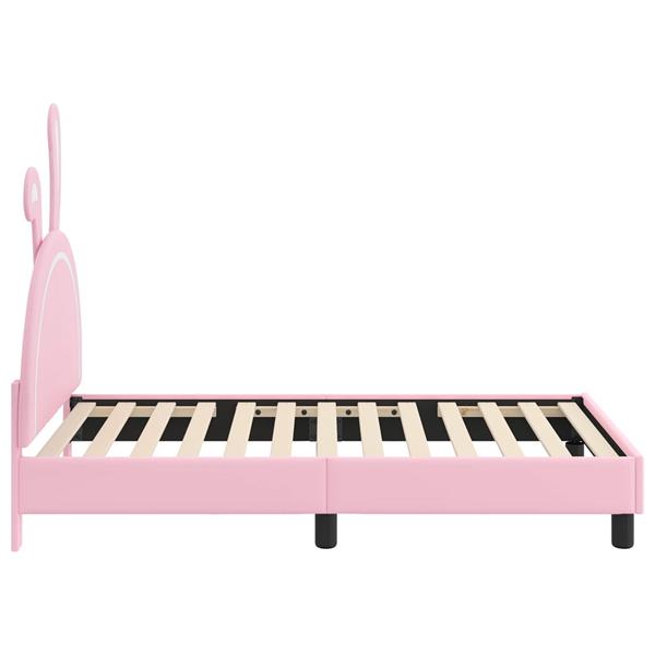 Grote foto vidaxl bedframe voor kinderen met hoofdbord roze 80 x 160 cm pu antiek en kunst stoelen en banken