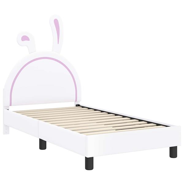 Grote foto vidaxl bedframe voor kinderen met hoofdbord wit 80 x 160 cm pu antiek en kunst stoelen en banken
