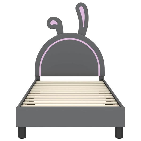 Grote foto vidaxl bedframe voor kinderen met hoofdbord lichtgrijs 80 x 160 cm pu antiek en kunst stoelen en banken