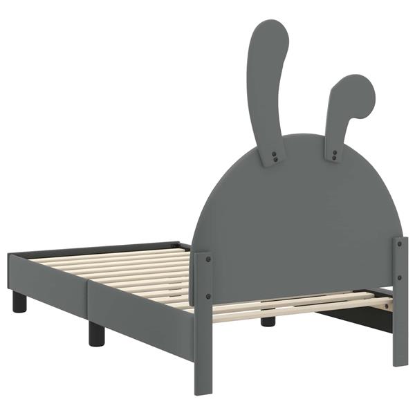 Grote foto vidaxl bedframe voor kinderen met hoofdbord lichtgrijs 80 x 160 cm pu antiek en kunst stoelen en banken
