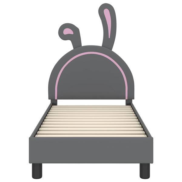 Grote foto vidaxl peuterbedframe met hoofdbord lichtgrijs 70 x 140 cm pu antiek en kunst stoelen en banken