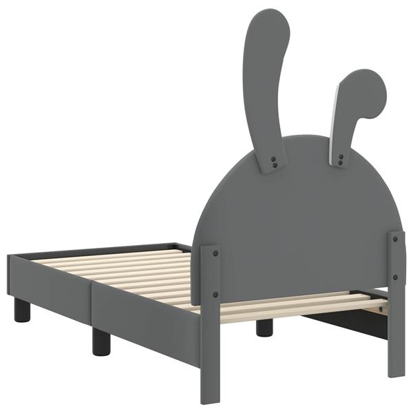 Grote foto vidaxl peuterbedframe met hoofdbord lichtgrijs 70 x 140 cm pu antiek en kunst stoelen en banken