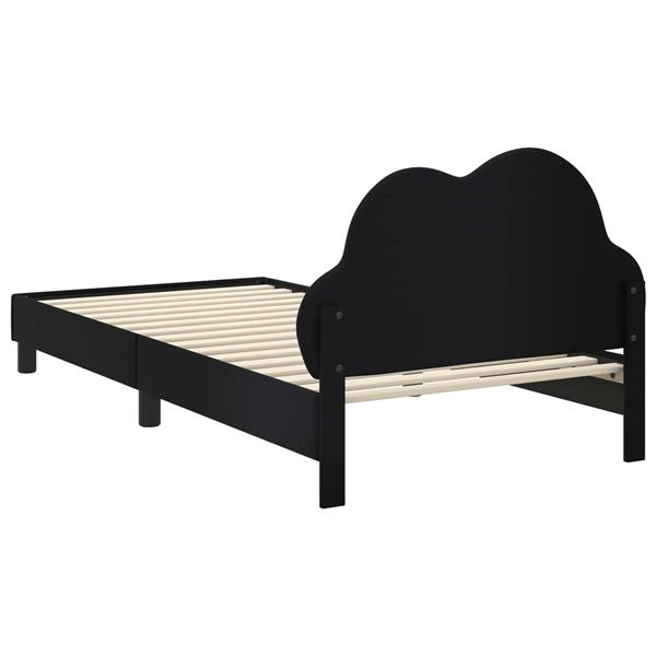 Grote foto vidaxl bedframe voor kinderen met hoofdbord zwart 90 x 190 cm pu antiek en kunst stoelen en banken