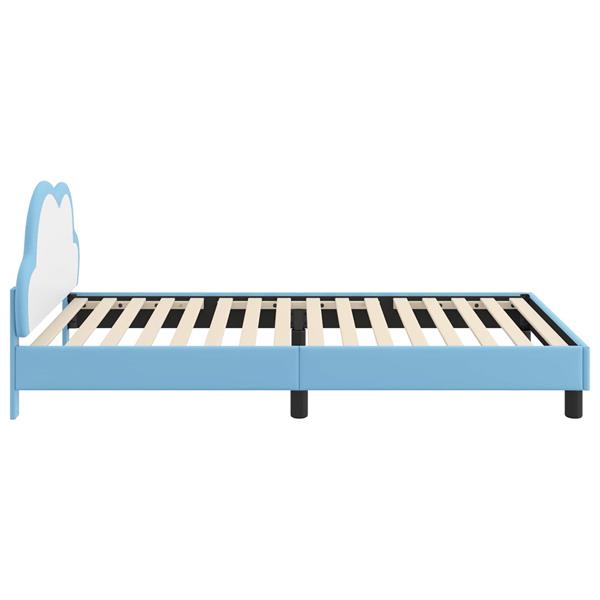 Grote foto vidaxl bedframe voor kinderen met hoofdbord blauw 90 x 190 cm pu antiek en kunst stoelen en banken