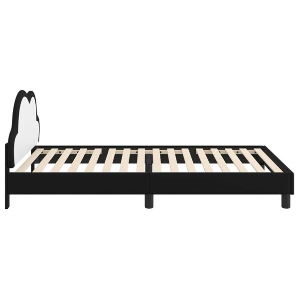 Grote foto vidaxl bedframe voor kinderen met hoofdbord zwart 80 x 200 cm pu antiek en kunst stoelen en banken