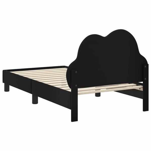 Grote foto vidaxl bedframe voor kinderen met hoofdbord zwart 80 x 160 cm pu antiek en kunst stoelen en banken