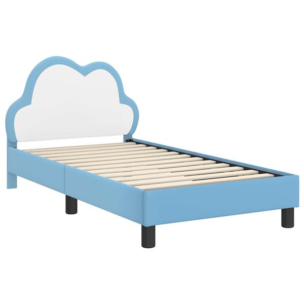 Grote foto vidaxl bedframe voor kinderen met hoofdbord blauw 80 x 160 cm pu antiek en kunst stoelen en banken
