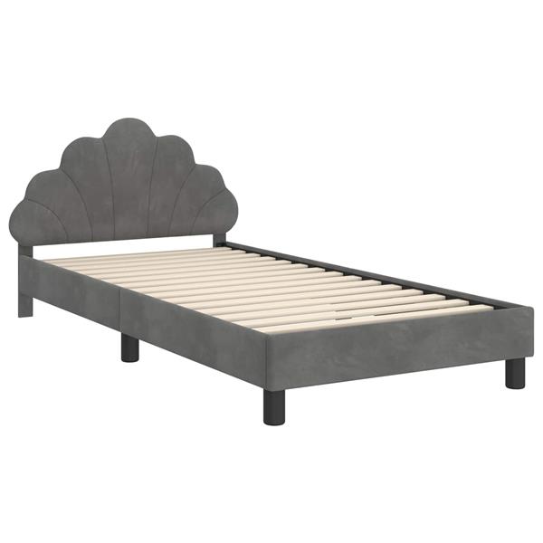 Grote foto vidaxl bedframe voor kinderen met hoofdbord donkergrijs 80 x 200 cm antiek en kunst stoelen en banken
