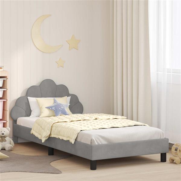 Grote foto vidaxl bedframe voor kinderen met hoofdbord lichtgrijs 80 x 200 cm antiek en kunst stoelen en banken