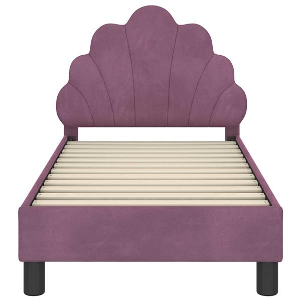 Grote foto vidaxl peuterbedframe met hoofdbord paars 70 x 140 cm fluweel antiek en kunst stoelen en banken