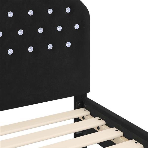 Grote foto vidaxl bedframe voor kinderen met hoofdbord zwart 90 x 190 cm fluweel antiek en kunst stoelen en banken