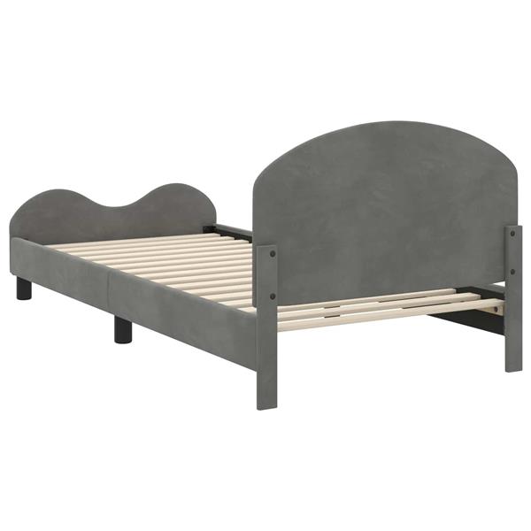 Grote foto vidaxl bedframe voor kinderen met hoofdbord donkergrijs 90 x 190 cm antiek en kunst stoelen en banken