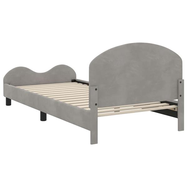 Grote foto vidaxl bedframe voor kinderen met hoofdbord lichtgrijs 90 x 190 cm antiek en kunst stoelen en banken