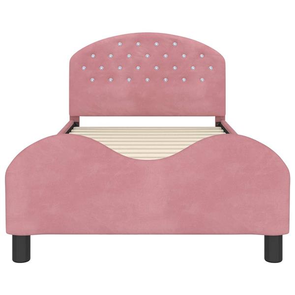 Grote foto vidaxl bedframe voor kinderen met hoofdbord roze 80 x 200 cm fluweel antiek en kunst stoelen en banken