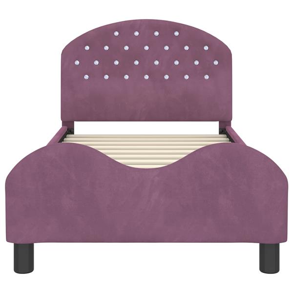 Grote foto vidaxl bedframe voor kinderen met hoofdbord paars 80 x 160 cm fluweel antiek en kunst stoelen en banken