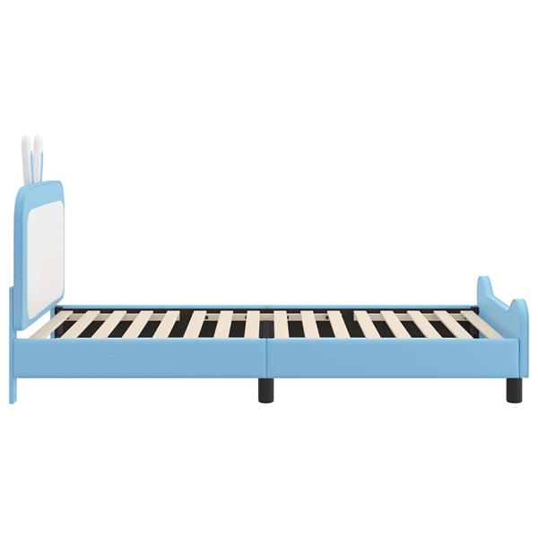 Grote foto vidaxl bedframe voor kinderen met hoofdbord blauw 90 x 200 cm pu antiek en kunst stoelen en banken