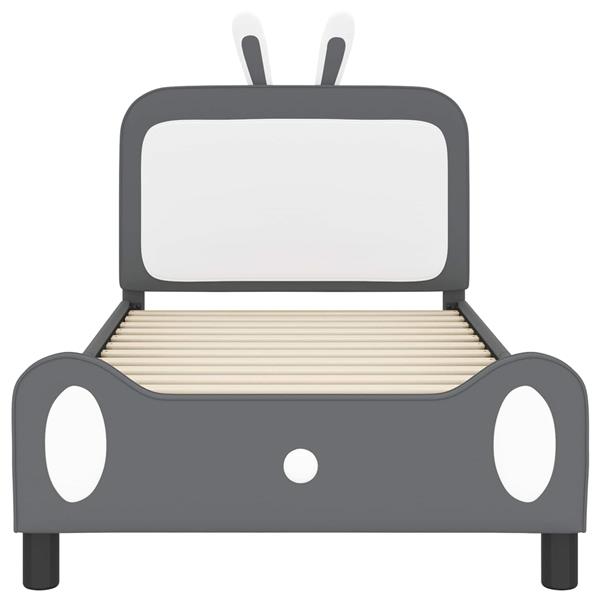 Grote foto vidaxl bedframe voor kinderen met hoofdbord lichtgrijs 90 x 190 cm pu antiek en kunst stoelen en banken