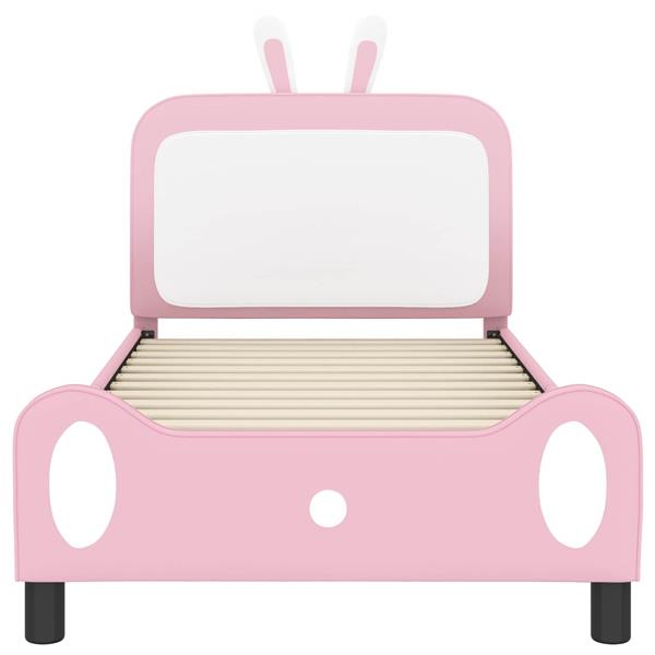 Grote foto vidaxl bedframe voor kinderen met hoofdbord roze 90 x 190 cm pu antiek en kunst stoelen en banken