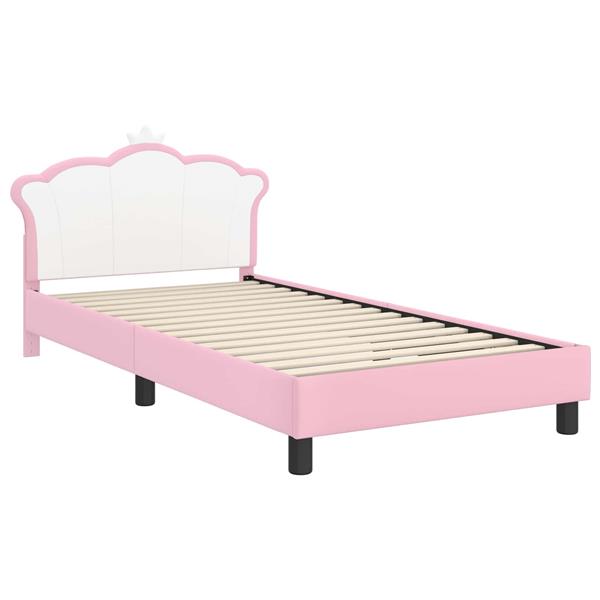 Grote foto vidaxl bedframe voor kinderen met hoofdbord roze 90 x 190 cm pu antiek en kunst stoelen en banken