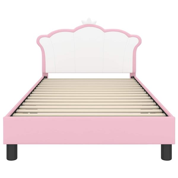 Grote foto vidaxl bedframe voor kinderen met hoofdbord roze 80 x 200 cm pu antiek en kunst stoelen en banken