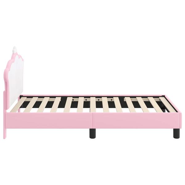 Grote foto vidaxl bedframe voor kinderen met hoofdbord roze 80 x 160 cm pu antiek en kunst stoelen en banken