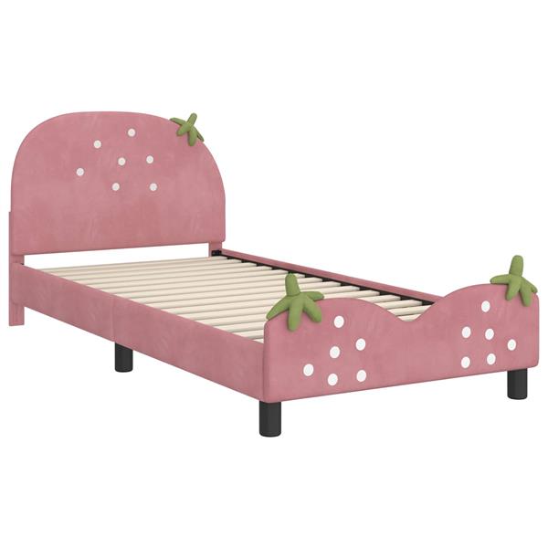 Grote foto vidaxl bedframe voor kinderen met hoofdbord roze 80 x 200 cm fluweel antiek en kunst stoelen en banken