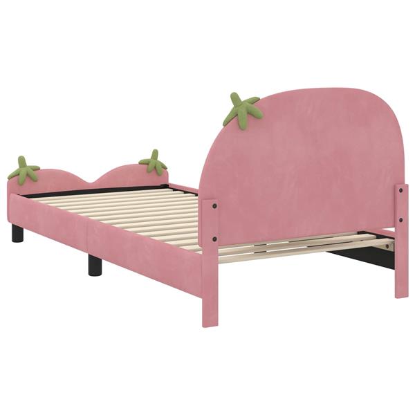 Grote foto vidaxl bedframe voor kinderen met hoofdbord roze 80 x 200 cm fluweel antiek en kunst stoelen en banken
