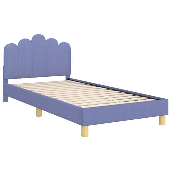 Grote foto vidaxl bedframe voor kinderen met hoofdbord jeans blauw 90 x 200 cm antiek en kunst stoelen en banken