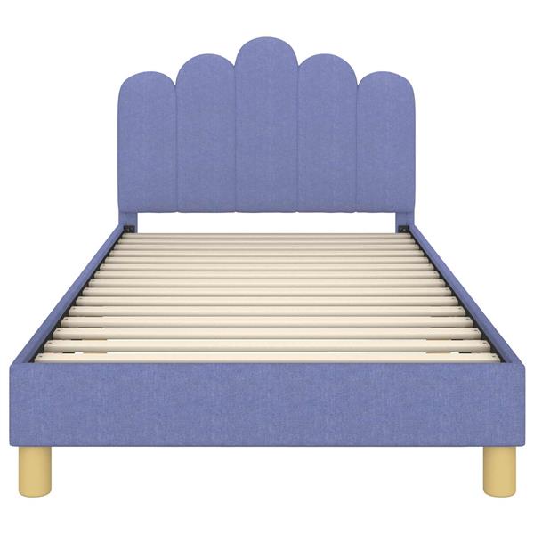 Grote foto vidaxl bedframe voor kinderen met hoofdbord jeans blauw 90 x 200 cm antiek en kunst stoelen en banken