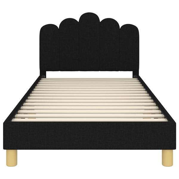 Grote foto vidaxl bedframe voor kinderen met hoofdbord zwart 90 x 200 cm stof antiek en kunst stoelen en banken